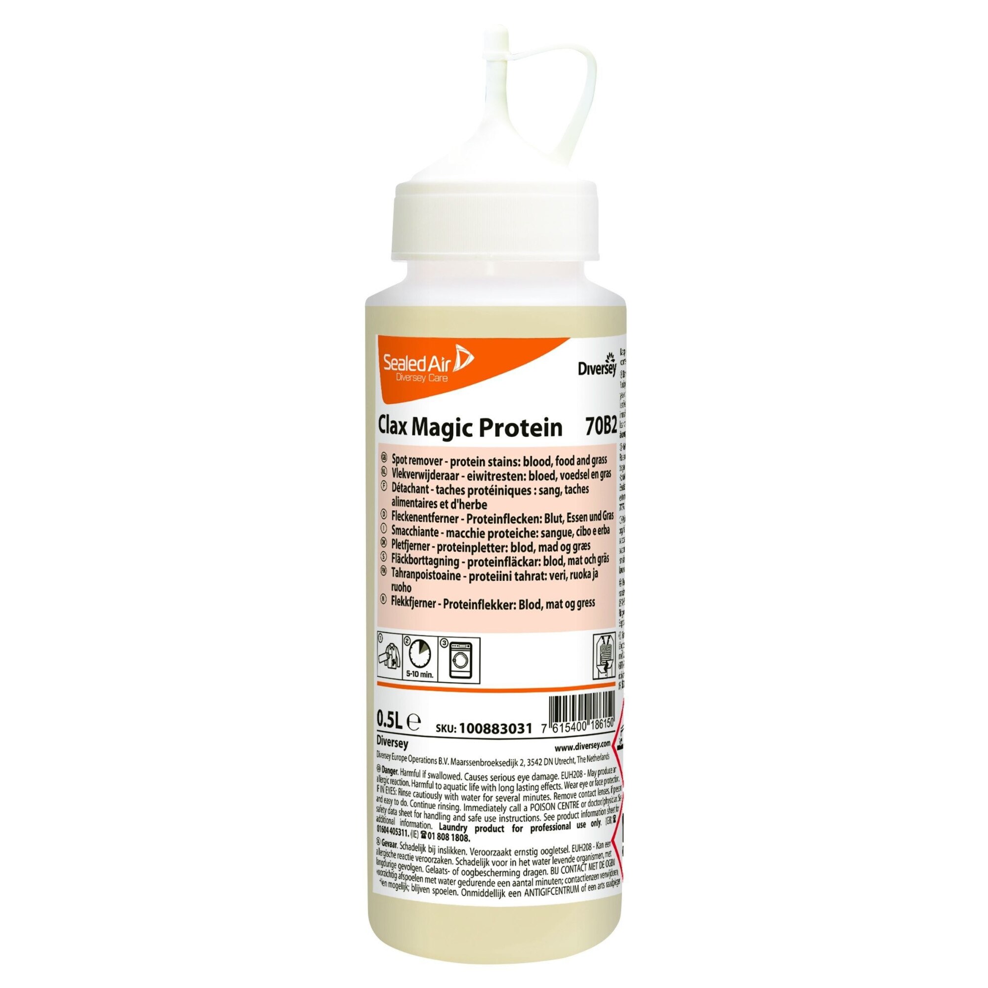 Solutie pentru indepartarea petelor pe baza de enzime Clax Magic Protein 500ml